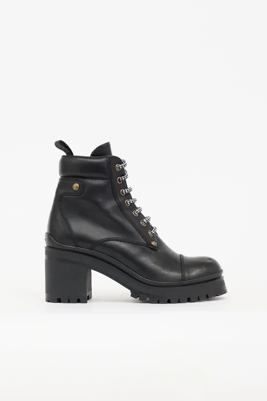 Leather Combat Boot made by Miu Miu