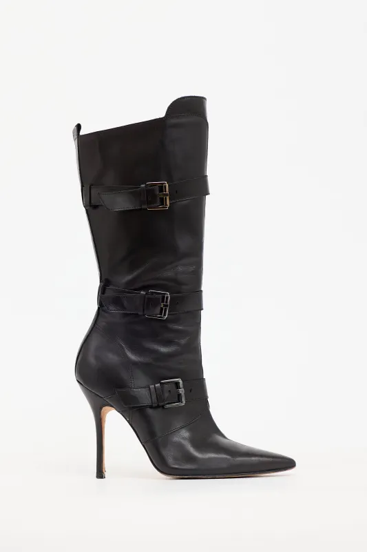 Leather Strap Boot Boot made by Manolo Blahnik