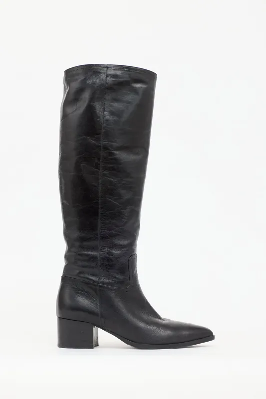 Leather Pointed Boot made by Miu Miu
