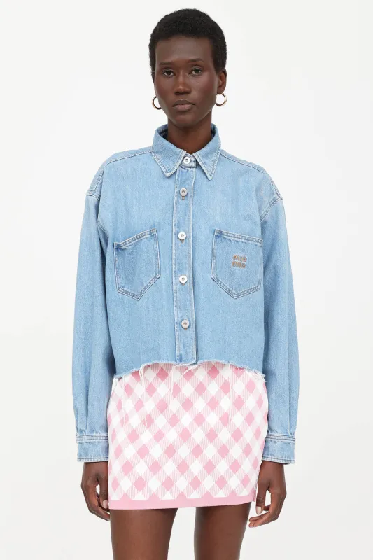 Denim Blouson Cropped Shirt made by Miu Miu