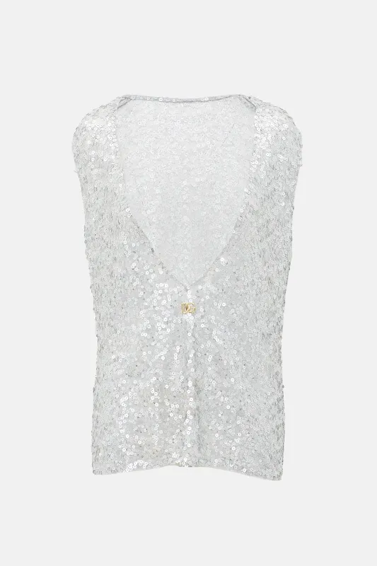 Sequin DG Sleeveless Top made by Dolce & Gabanna