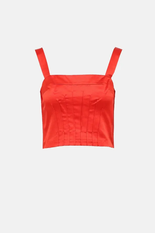 2006 Silk Pleated Crop Top made by Miu Miu