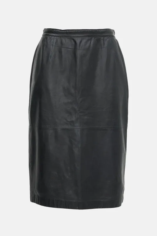 Vintage Leather Midi Skirt made by Valentino
