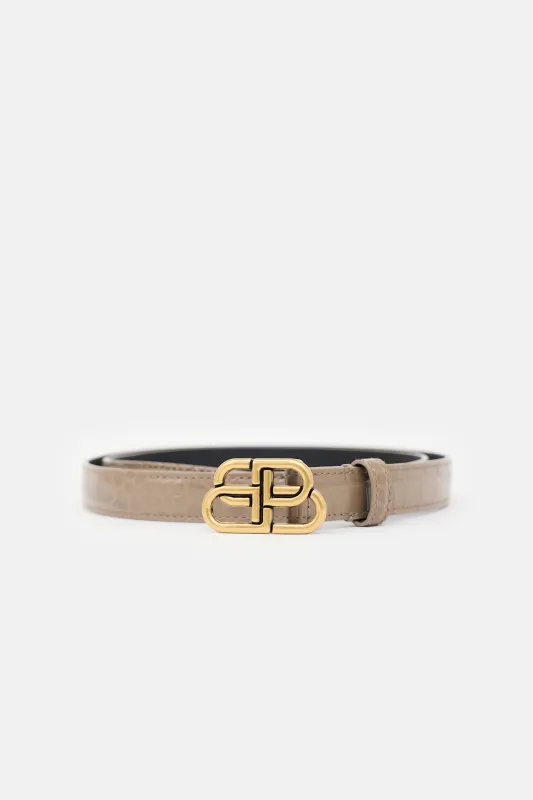 Embossed Leather BB Belt made by Balenciaga