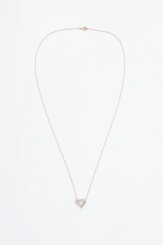 10K Yellow Gold & Diamond Heart Pendant Necklace made by VSP Consignment