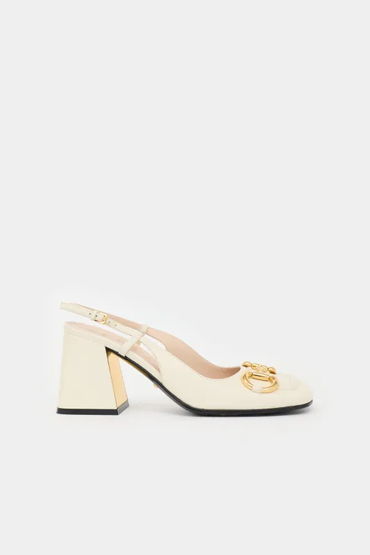 Leather Slingback Heel made by Gucci