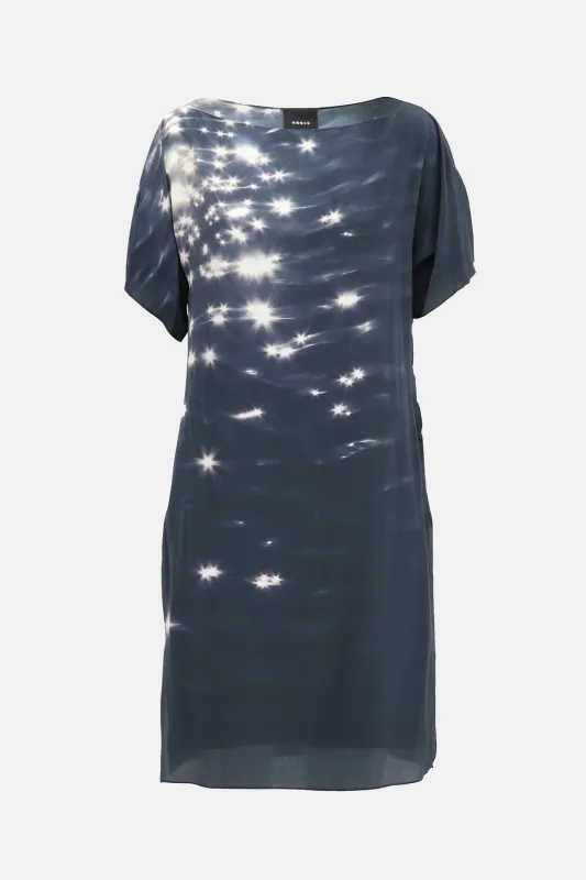 Silk Graphic Short Sleeve Dress made by Akris