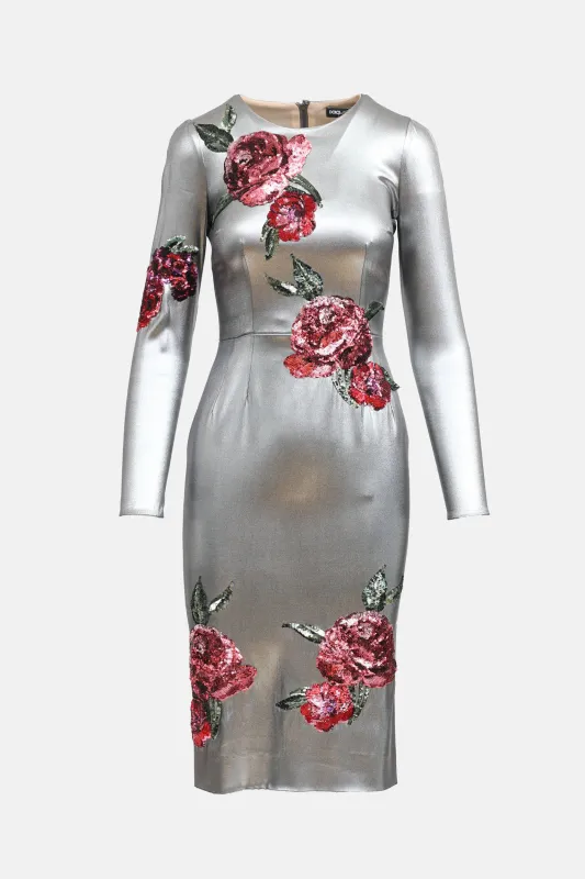 Silk Floral Sequin Dress made by Dolce & Gabanna