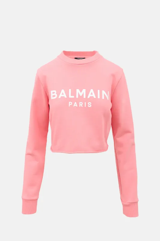Cropped Logo Sweatshirt made by Balmain