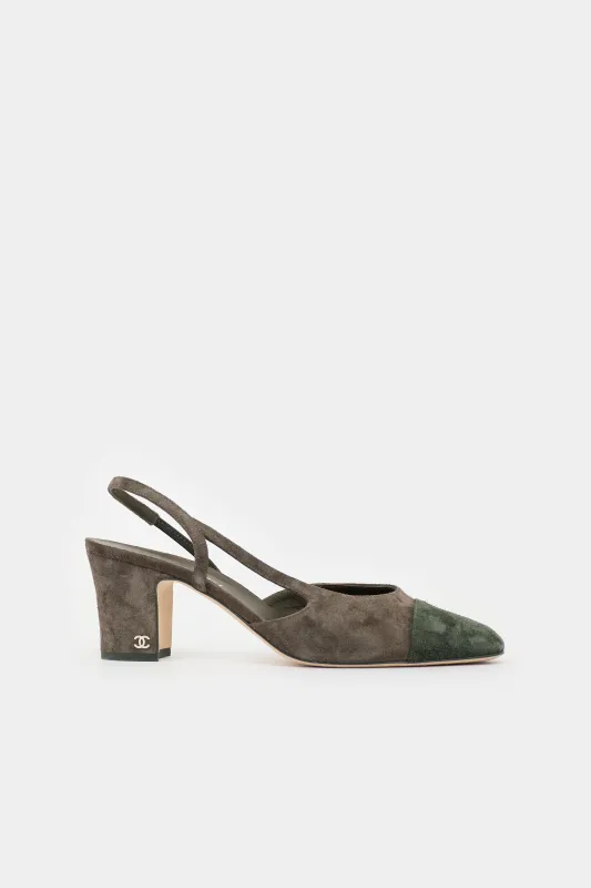 Suede CC Slingback Heel made by Chanel