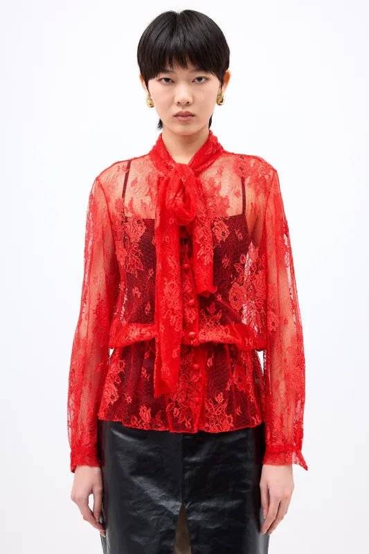 Lace Tie Collar Blouse made by Balenciaga