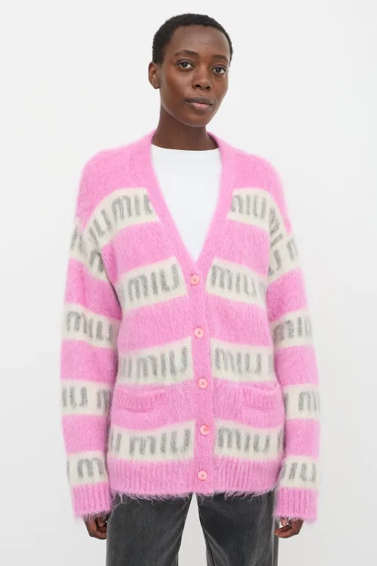 Oversized Mohair Logo Cardigan made by Miu Miu