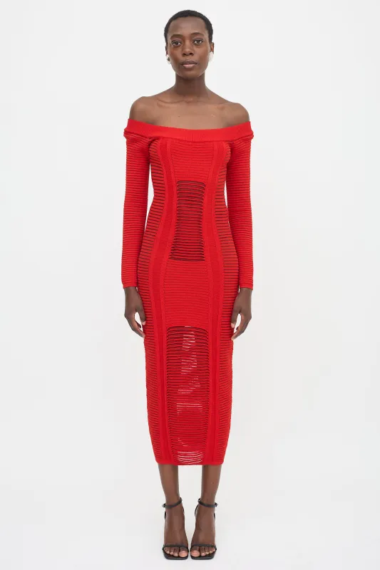 Rib Knit Off Shoulder Dress made by Balmain