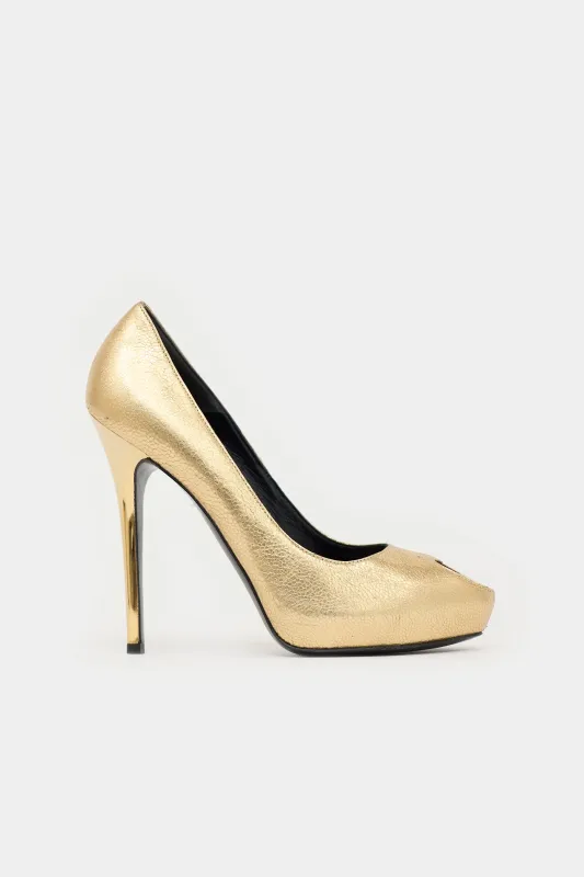 Leather Heart-Shaped Peep Toe Pump made by Alexander McQueen