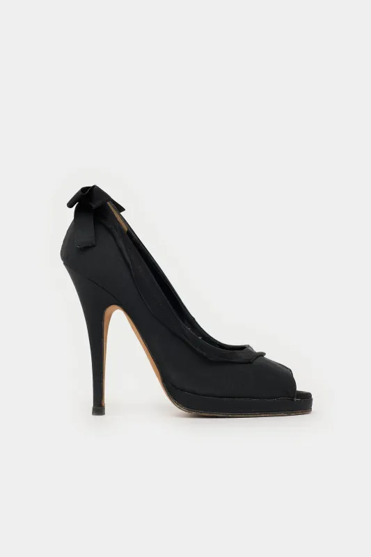 D&G Satin Peep Toe Pump made by Dolce & Gabanna