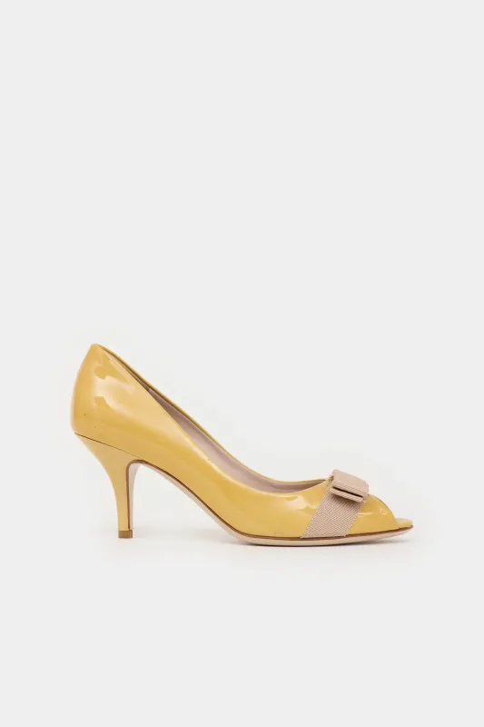 Patent Leather Bow  Pump made by Salvatore Ferragamo