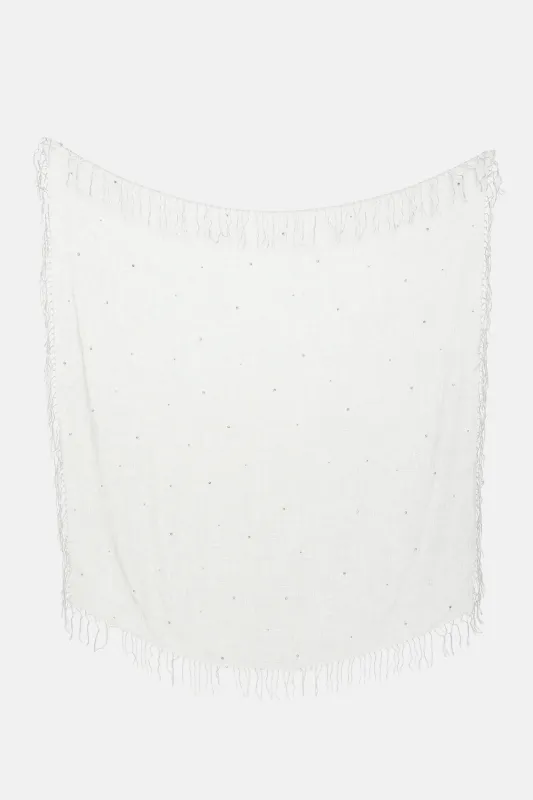 Rhinestone Fringe Scarf made by Brunello Cucinelli