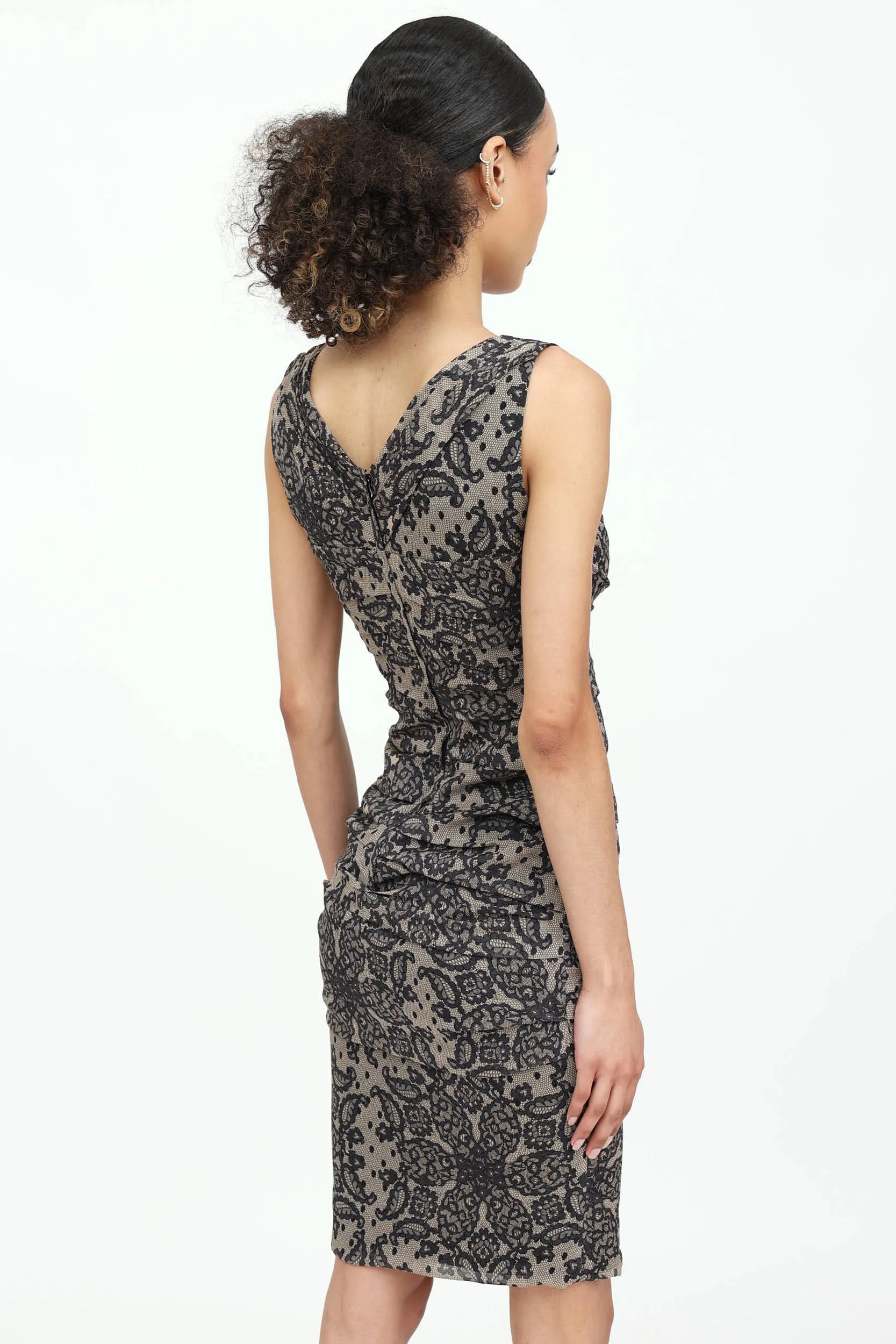 Ruched Lace Print Midi Dress sold by VSP Consignment product image thumbnail 4