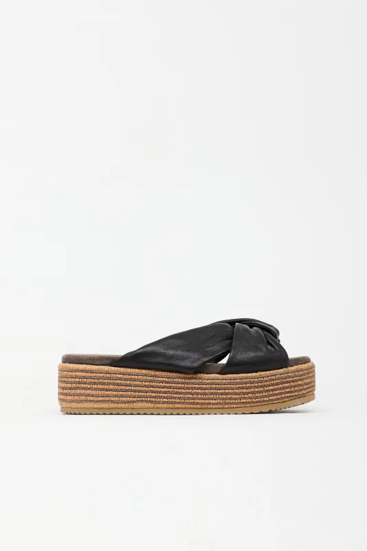 Leather Monili Platform Slide made by Brunello Cucinelli