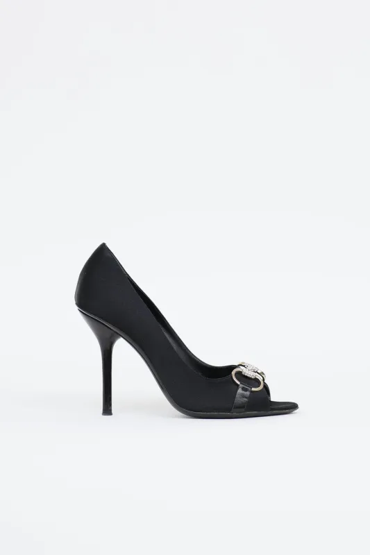 Satin Peep Toe Pump made by Gucci