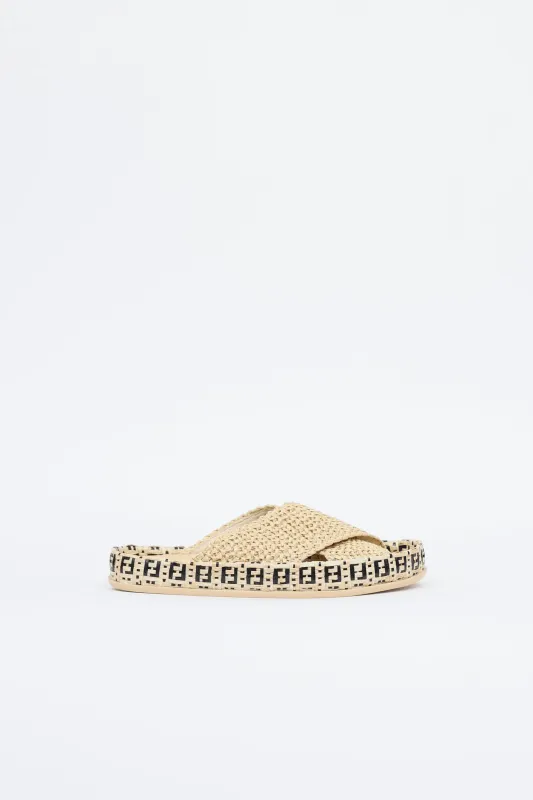 Raffia 'Forever Fendi' Slide made by Fendi