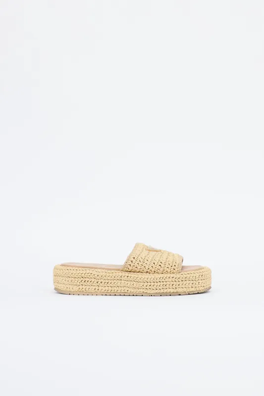 Raffia Platform Slide made by Prada