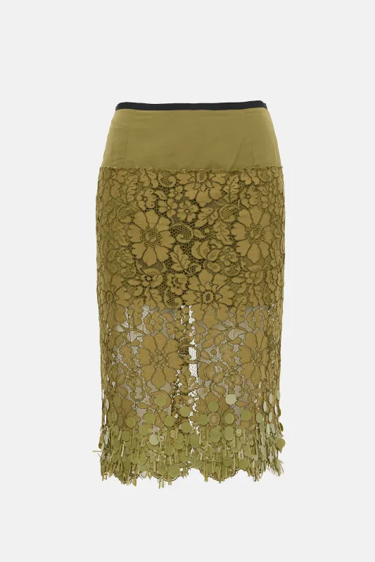 Lace Sequin Midi Skirt made by Dries Van Noten
