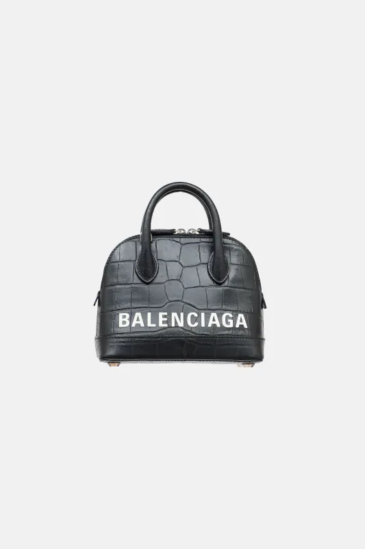 Embossed Leather Mini Ville Bag made by Balenciaga