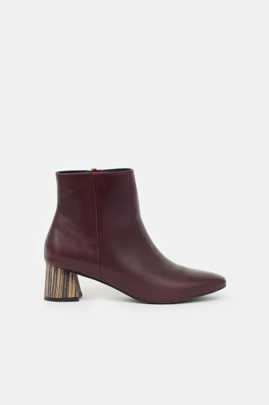 Leather Block Heel Ankle Boot made by Celine