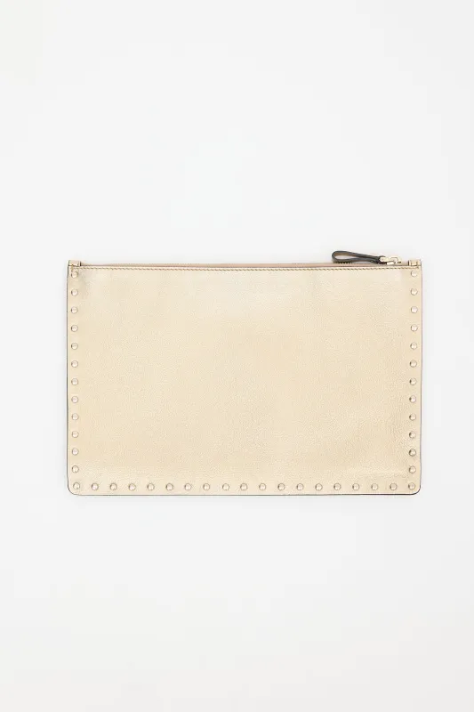 Metallic Leather Rockstud Pouch made by Valentino