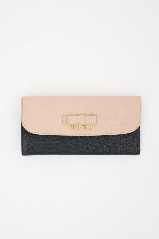 Two Tone Leather Wallet made by Miu Miu