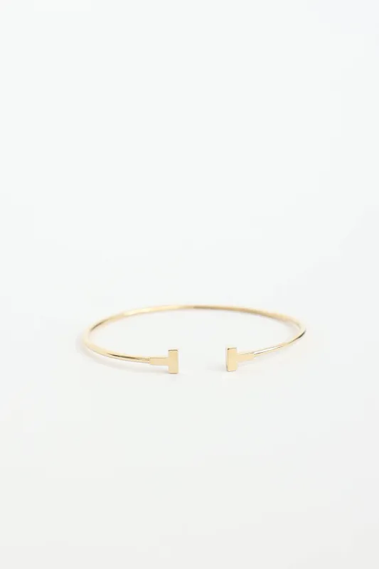 18K Yellow Gold Narrow T Wire Bracelet made by Tiffany & Co.
