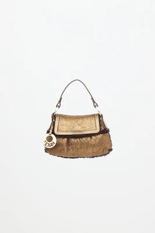 Metallic Shearling Mini Chef Bag made by Fendi
