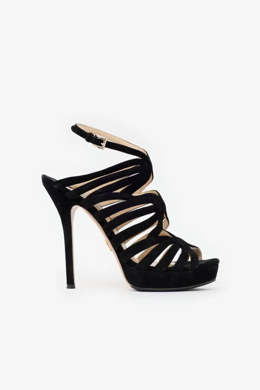 Suede Cage Sandal made by Prada