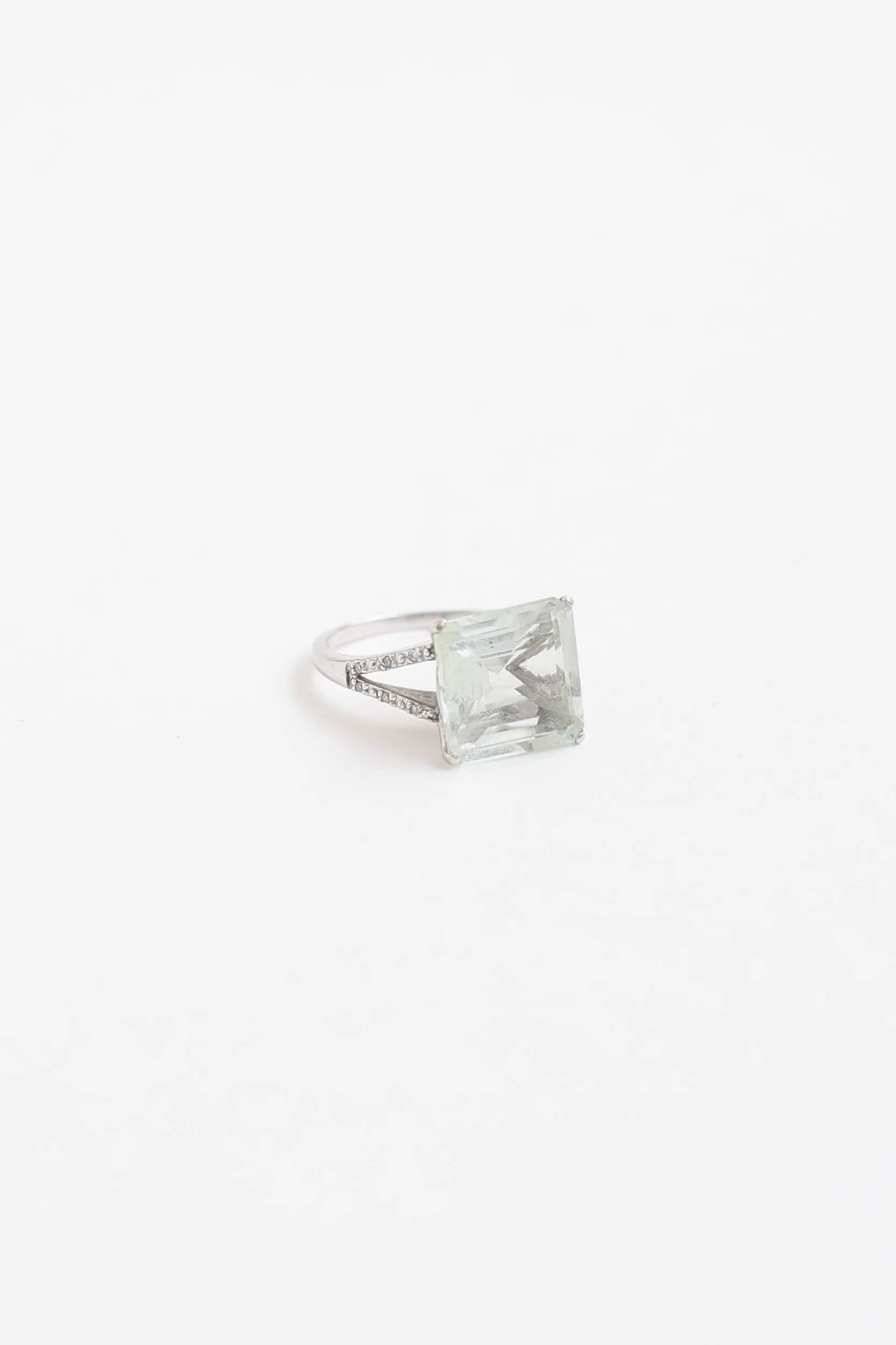 14K White Gold Green Amethyst and Diamond Ring sold by VSP Consignment
