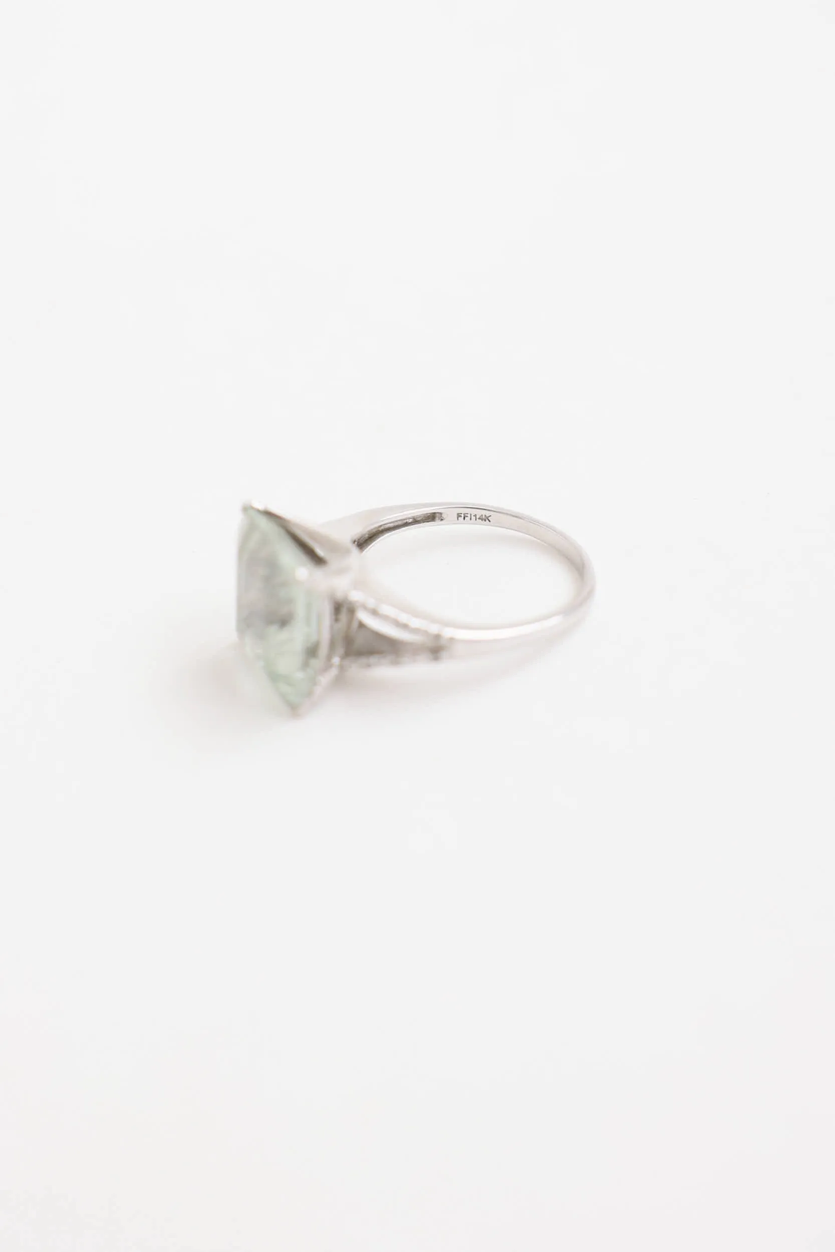 14K White Gold Green Amethyst and Diamond Ring sold by VSP Consignment product image thumbnail 3
