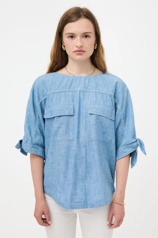 Chambray Patch Pocket Blouse made by Chloe