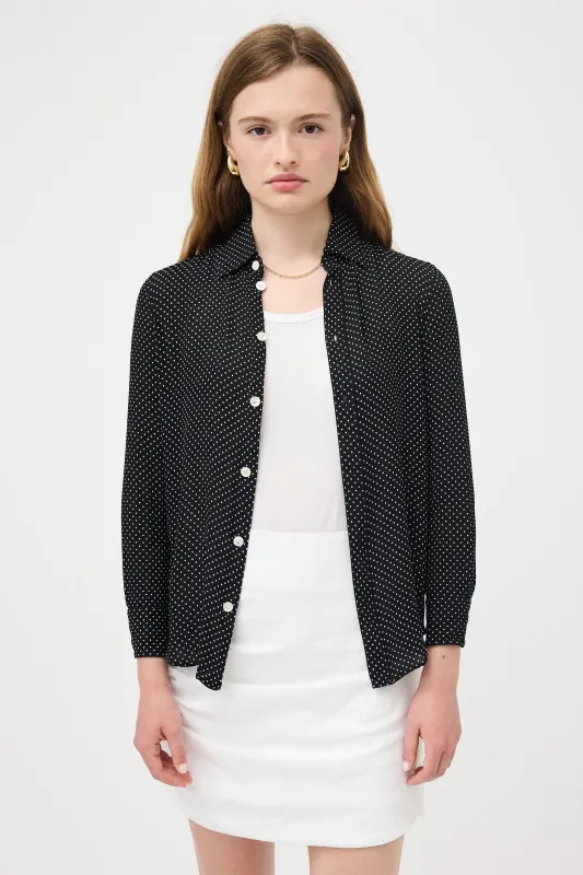 Crepe Chiffon Polka Dot Shirt made by Celine