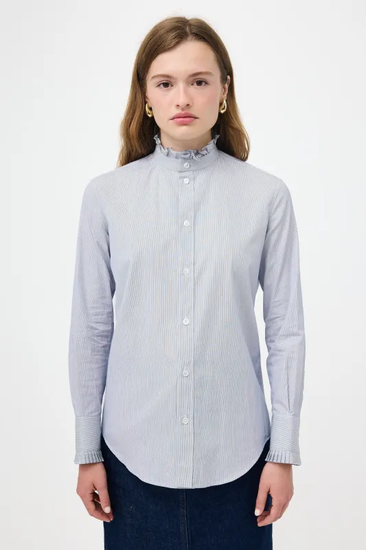 Ruffled Pinstripe Shirt made by Celine