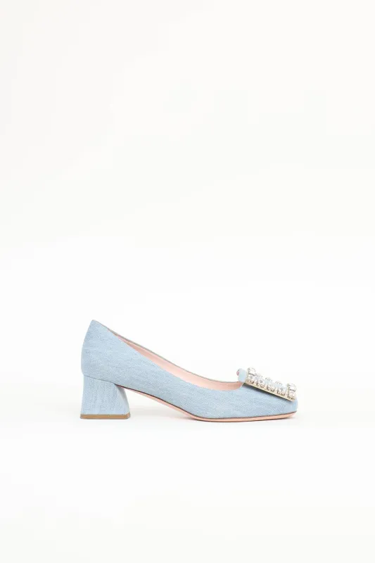 Denim & Crystal Pump made by Roger Vivier