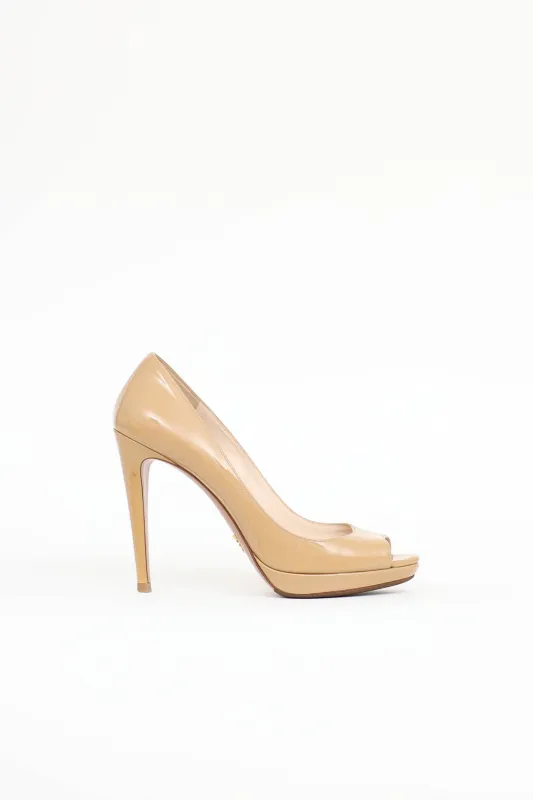 Patent Peep Toe Pump made by Prada