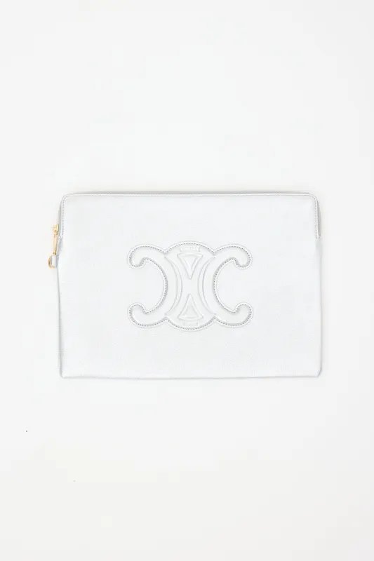 Metallic Leather Triomphe Pouch made by Celine