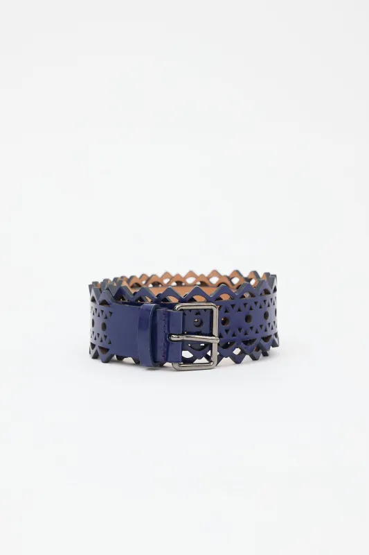 Leather Laser Cut Belt made by Alaia