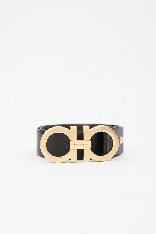 Leather Gancini Wide Belt made by Salvatore Ferragamo
