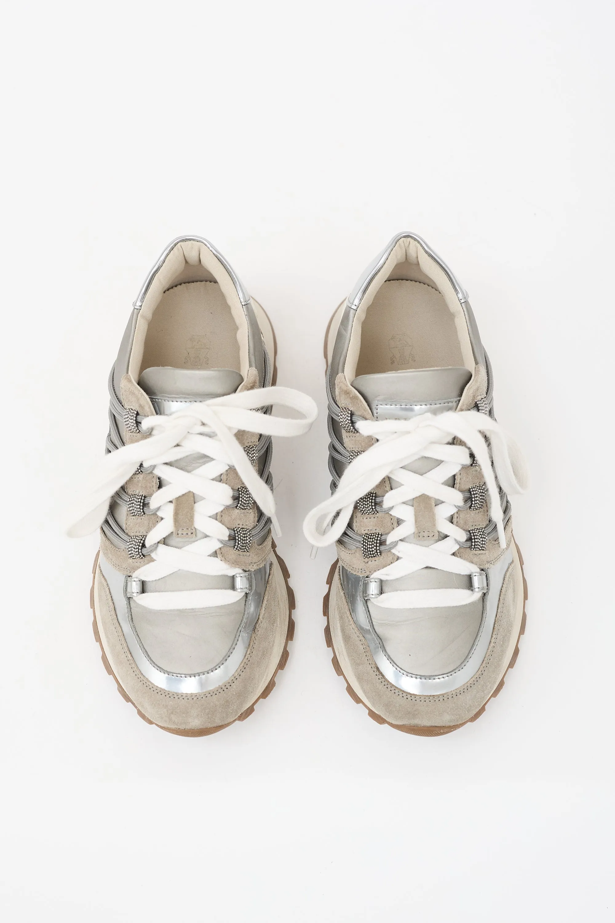 Suede & Metallic Leather Panelled Sneaker sold by VSP Consignment product image thumbnail 2