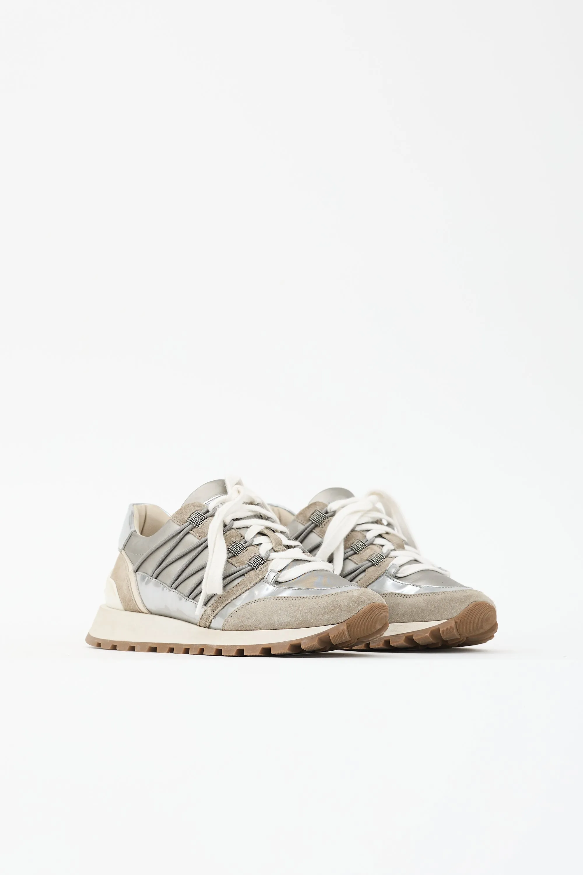 Suede & Metallic Leather Panelled Sneaker sold by VSP Consignment product image thumbnail 3