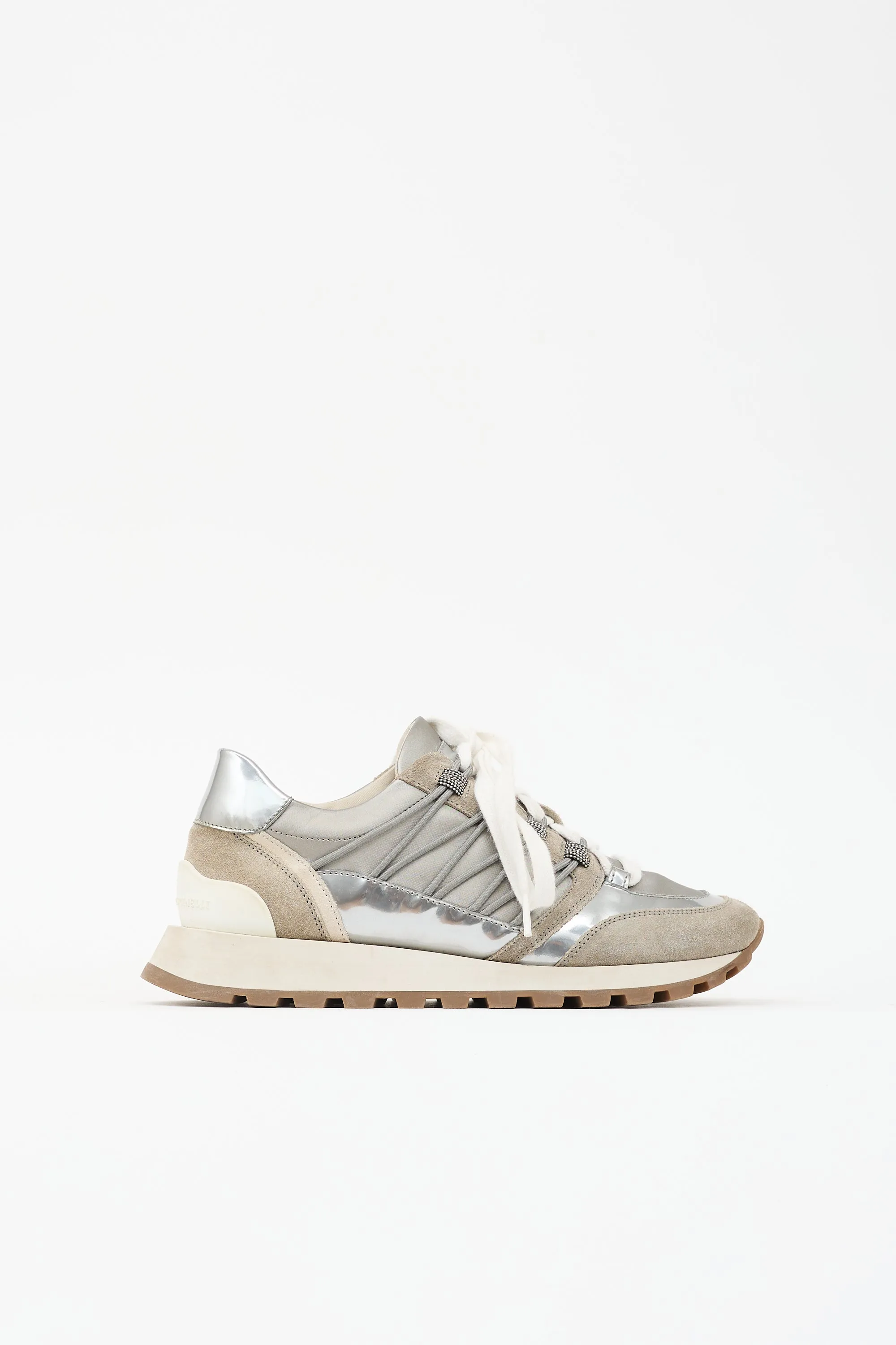 Suede & Metallic Leather Panelled Sneaker sold by VSP Consignment