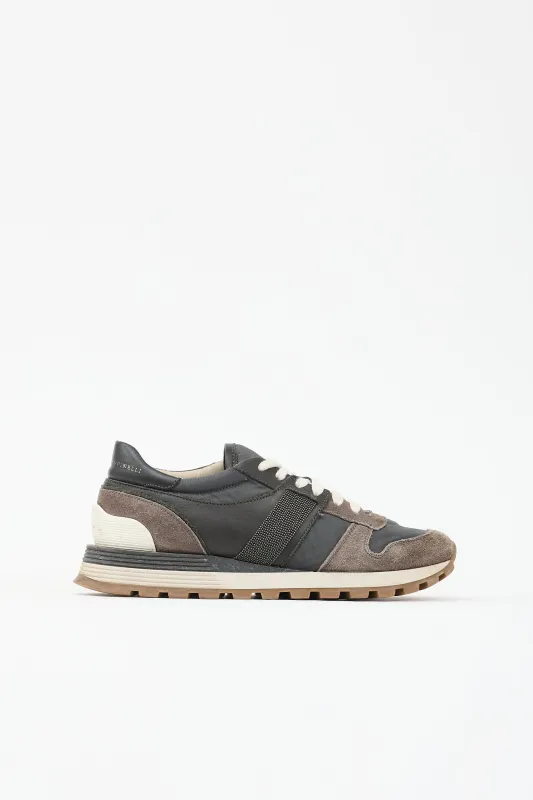 Suede & Mesh Panelled Sneaker made by Brunello Cucinelli