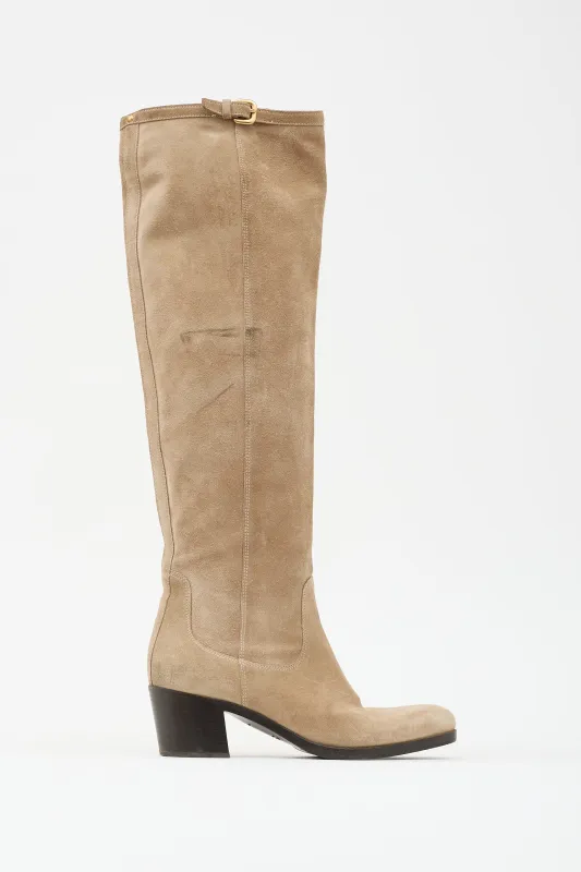 Suede Knee High Boot made by Prada