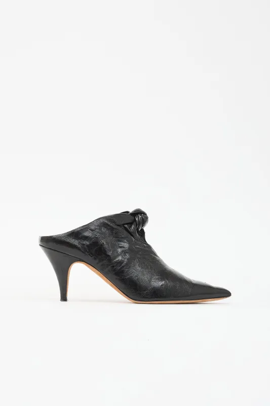 Patent Crinkle Leather Mule made by KHAITE
